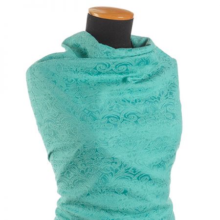 Žakárová pružná látka romantický vzor pistáciová