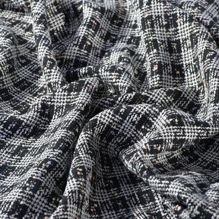 Látka na kostým imitace ručně tkané metráže černá/bílá
