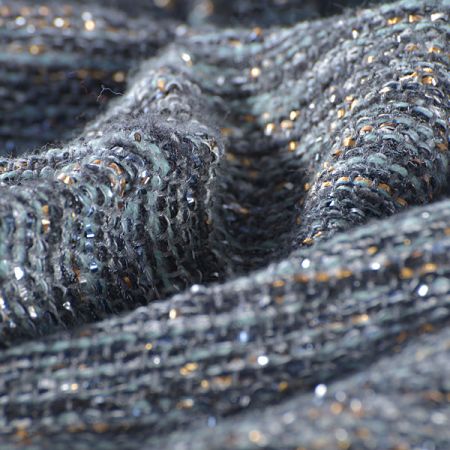 Originální ručně tkaná látka šedopetrolejová