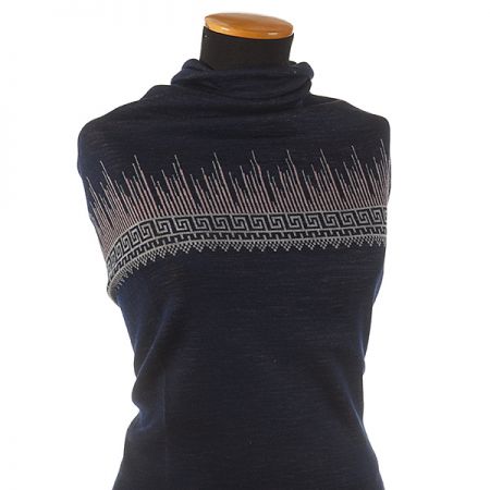 Teplejší žakárový úplet modrá/starorůžová