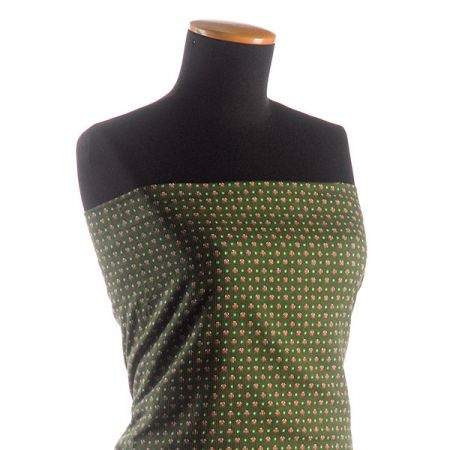 Bavlněná látka drobný vzor ornamentu zelená II.jakost