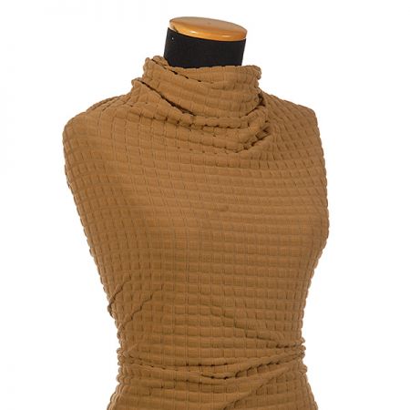 Pletenina plastický vzor kostek camel hnědá