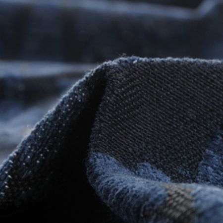 Replika historické tkaniny Rokoko temně modrá