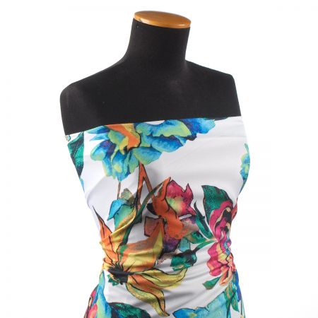 Žoržetová pletenina design MarLen tisk květy