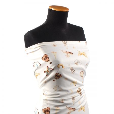 Žoržetová pletenina design MarLen tisk jednorožec smetanová