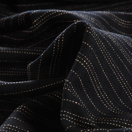 Vlněná kostýmová látka proužek tmavě modrá