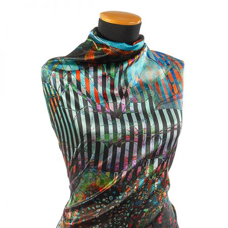 Atlas kupón květ leknínu/proužky oranžovo-modré