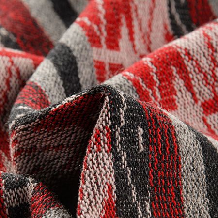 Vařená vlna etno vzor vínová/černá