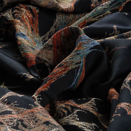 Viskozová šatová látka tisk abstraktní vzor béžová