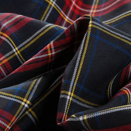 Kostýmová látka vzor kostky tartan červenočerná