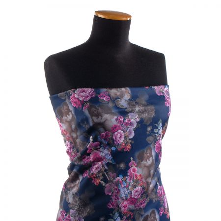 Úplet středně silný Punto tisk andílci tm.modrá