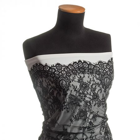 Krajka pružná květinový vzor černá