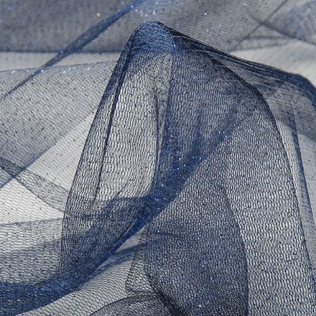 Tyl tm. modrý s modrostříbrnými třpytkami