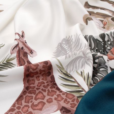 Žoržetová pletenina design MarLen tisk exotic tyrkys