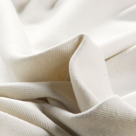 Úplet bavlněný žebrový vzor s vlasem bílá káva