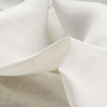 Len tisk květy lomená bílá