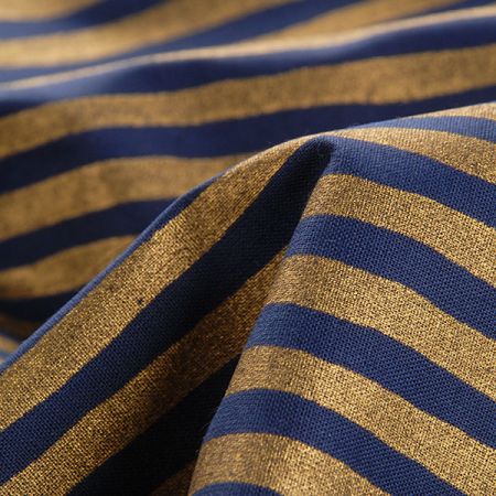 Bavlněná látka vánoční vzor proužků modré/zlaté