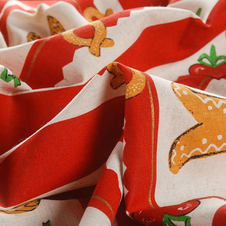 Bavlněná látka vánoční vzor perníček, sob