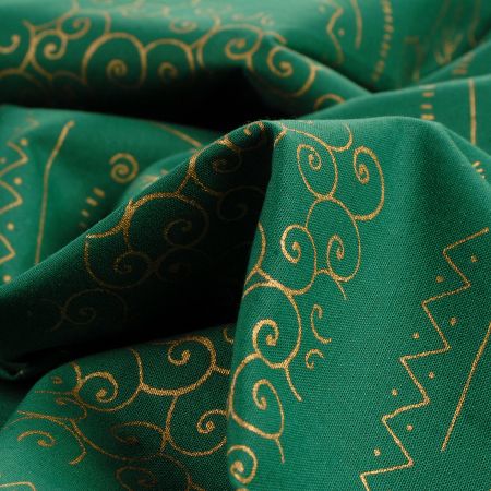Bavlněná látka vánoční vzor patchwork zlatá zelená