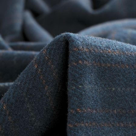 Flauš směs vlna s proužky petrol hnědá