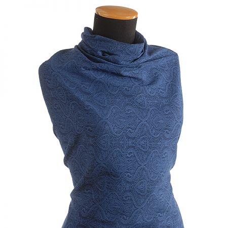 Žakárová látka romantický vzor tm.modrá