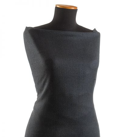 Kostýmová vlněná látka vzor rybí kost modrá