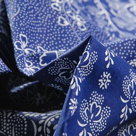 Bavlněná látka modrotisk slovácký motiv 