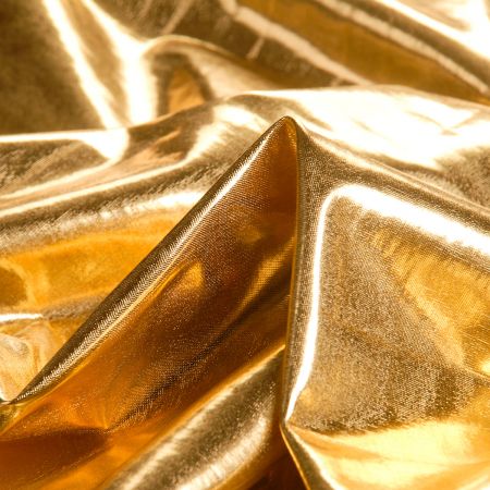 Lamé úplet tisk zlatý