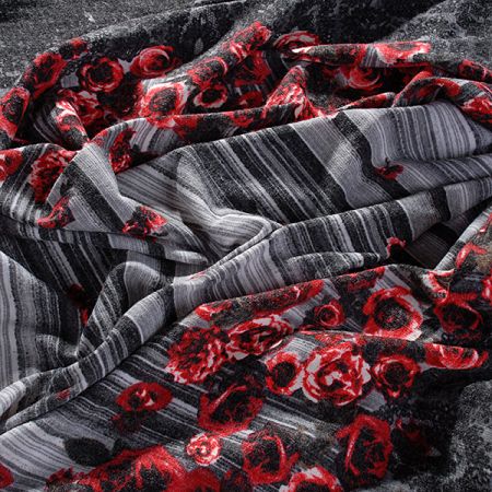 Středně silný úplet tisk vzor růže