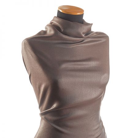 Lamé šatová látka stříbrnohnědá