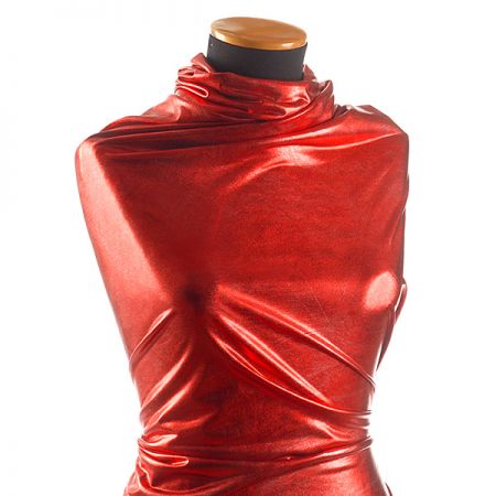 Lamé úplet tisk červený II.jakost