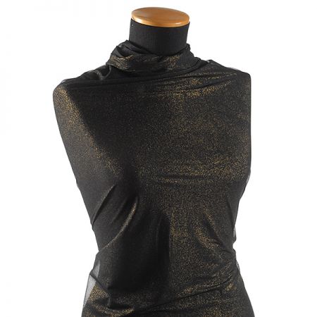 Lamé tyl pružný třpytivý zlatá/černá