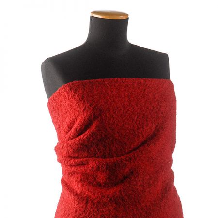 Vlněná kostýmová látka buklé s vlasem červená