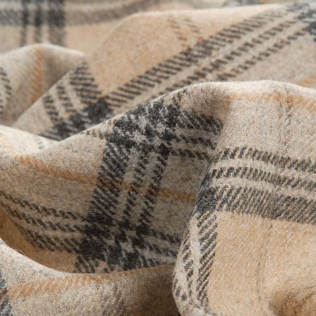 Kostýmová vlněná látka kostka béžovošedá