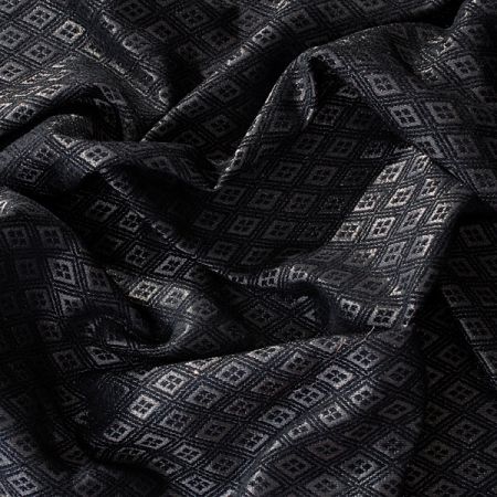 Brokátová žakárová látka černozlatá