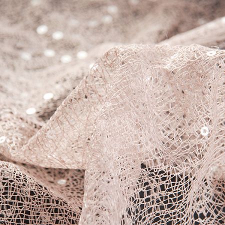 Krajka imitace paličkované krjaky s flitry starorůžová