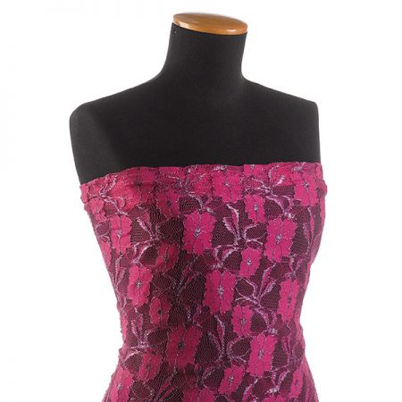 Krajka pružná květinový vzor fuchsiová