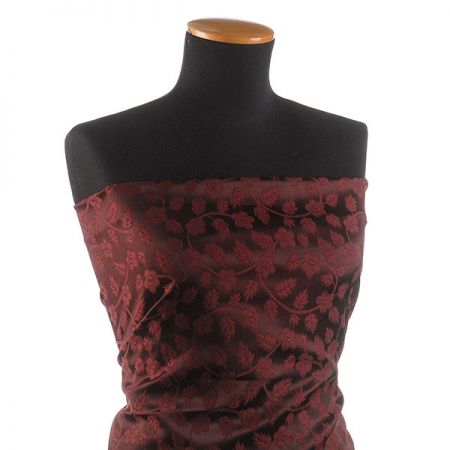 Brokát pružný květinový vzor vínověhnědý