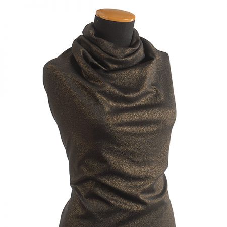 Lamé třpytivý úplet zlatý tisk 