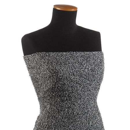 Kostýmová vlněná látka bukle Art Fabrics černobílá