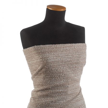 Kostýmová vlněná látka bukle Art Fabrics hnědosmetanová