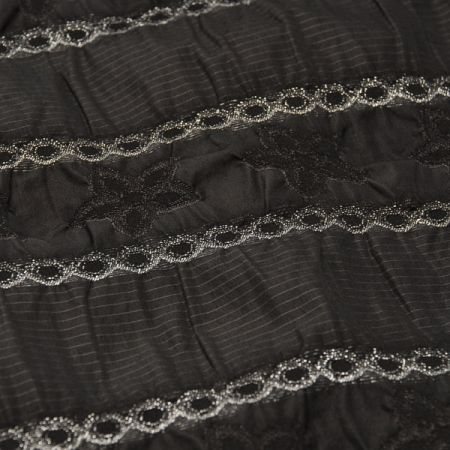 Taft s žakárovým vzorem protkaný lurexem tmavě šedá