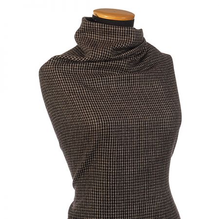 Látka na kostým vlna směs vzor kostky hnědá/béžová