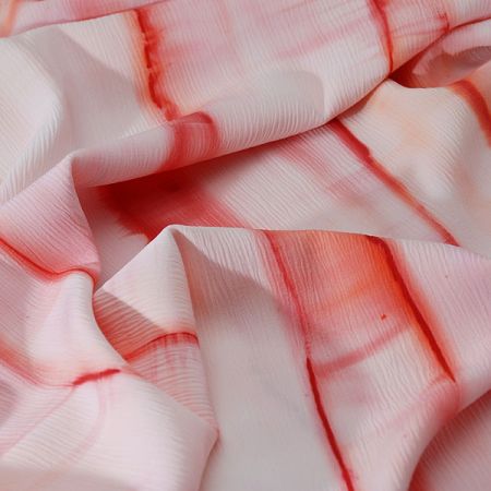 Ručně malovaná látka oranžovo-červená