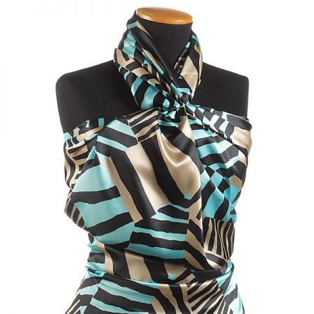 Satén nepružný zvířecí vzor modročerný