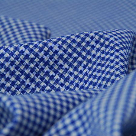 Bavlněná látka oboustranná kostka modrá/bílá