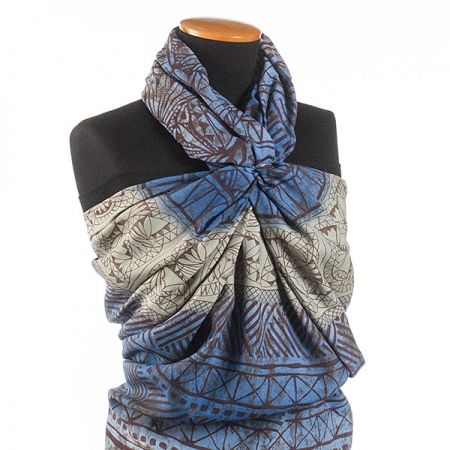 Viskózová letní látka vzor ornament modrá II.jakost