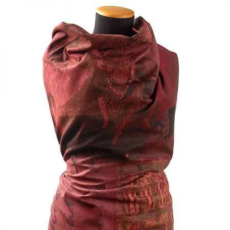 Pružný manšestr přelom století vínový