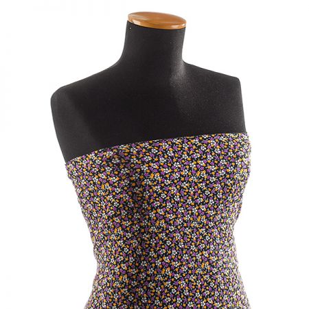 Úplet viskozový drobné květy fialové