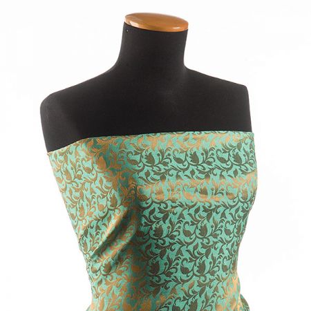 Brokát tyrkysovozlatý vzor květinový ornament II.jakost